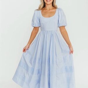 Milana Puffed Sleeve Cotton Midi Dress